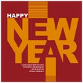 Happy New Year card in vector format. Happy new year wishes written in gold ink on a red background. Royalty Free Stock Photo