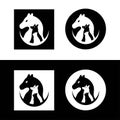 Square and circle horse , cat and dog animal vector logo design