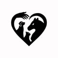 Care horse , cat and dog animal vector logo design Royalty Free Stock Photo