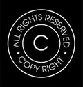 \'all right reserved, copyright\' vector icon isolated on dark background