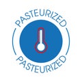 pasteurized vector stamp, blue in color