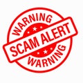 warning, scam alert, vector round icon