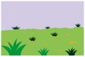 landscape with grass and flowers. Vector illustration in flat style. Illustrations of prairie habitats Royalty Free Stock Photo