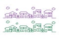 Illustration of rows of houses, apartments, hotels, residences that line up to form a row of comfortable urban settlements. Royalty Free Stock Photo