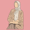 vector cartoon hijab woman with plain face