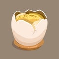 Balut is Philipines traditional streed food from boiled or steamed egg embryo eaten from the shell cartoon illustration vector