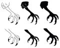 Talon Claw Clipart Set - Outline and Silhouette