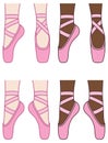 Ballet Pointe Shoes Vector Clipart Set - Color Royalty Free Stock Photo