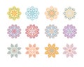 Set of abstract floral decorative motifs. Collection of stylized flowers of different colors. Royalty Free Stock Photo