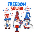 Freedom Squad - Cute gnomes in 4th of July costume. Royalty Free Stock Photo