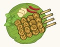 Thai Street food, Meat ball Grilled skewers