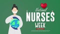 National Nurses Week. Thank you, nurses. Medical and health care concept. Nurses hold on earth, poster design vector illustration