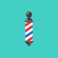 Old fashioned vintage glass barber shop pole with stripes