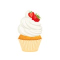 Strawberry Cupcake with Cream Cheese Frosting and fresh berry.