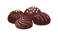 Chocolate candy truffles isolated on white background. Sweet food icon. Royalty Free Stock Photo