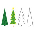 Christmas tree icon set. Flat illustration of christmas tree vector icons for web. Suitable for use on Christmas greeting cards,