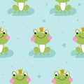 Frog pattern design with several alligators - funny hand drawn doodle, seamless pattern.