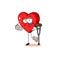 Cute cartoon red heart is broken. Great character for your love, Royalty Free Stock Photo