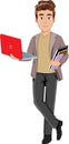 vector a business man holding laptop