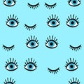 Vector pattern with hand drawn doodle eyes.