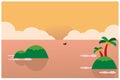 beach and sea with palm trees, vector illustration in flat style Royalty Free Stock Photo