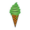 ice cream cone icon image vector illustration design green and brown color.
