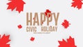 Happy Civic Holiday. Canada Festival concept. Web banner and Poster with a white background design vector. Royalty Free Stock Photo