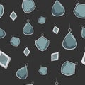 Silver earrings pattern seamless vector on black background