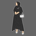 vector hijab woman with an elegant black nuanced outfit