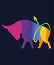 Vibrant Strength: Colorful Bull Illustration