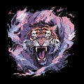 Savage Serenity: The Hunting Tiger in Vector Art Royalty Free Stock Photo