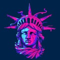 Statue Liberty Head Vector Art For Tshirt Design
