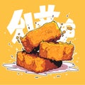 Slices fried tempeh from Indonesian traditional food vector art