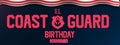 U.S. Coast Guard Birthday on August 4 with an American flag and typography poster vector illustration design.