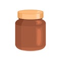 Chocolate hazelnut spread in glass jar isolated on white.