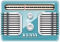 Vector illustration of old retro vintage style blue radio tuner receiver Royalty Free Stock Photo