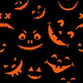 Cute lantern faces seamless pattern for Halloween. Cute doodle design.