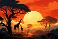 Serengeti daylight, Sun illuminates the sprawling African savanna forest expanse Royalty Free Stock Photo