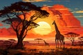 Serengeti daylight, Sun illuminates the sprawling African savanna forest expanse Royalty Free Stock Photo