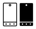 Smartphone icons set. Flat black silhouettes. Black icons isolated on white background. Royalty Free Stock Photo