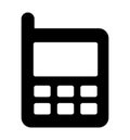 Retro phone with antenna. Black icon isolated on white background. Royalty Free Stock Photo