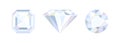 Set of faceted diamonds. Three gems of different shapes. Royalty Free Stock Photo