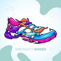 fullcolor abstract sport shoes illustration