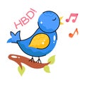 HBD Music doodle vector colorful Sticker. EPS 10 file