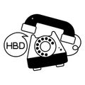 HBD call doodle vector solid Sticker. EPS 10 file
