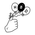 HBD balloons doodle vector solid Sticker. EPS 10 file