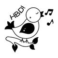 HBD Music doodle vector solid Sticker. EPS 10 file