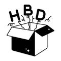 HBD gift doodle vector solid Sticker. EPS 10 file