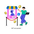 NFT art auction Flat Style Design Vector illustration. Stock illustration Royalty Free Stock Photo