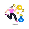 Earn Points Flat Style Design Vector illustration. Stock illustration